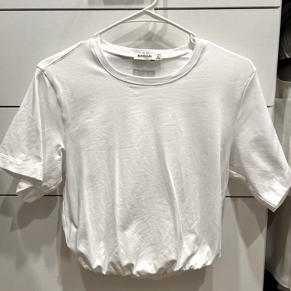 Jonathan Simkhai | JoJo Cotton Crop Tee | White | XS